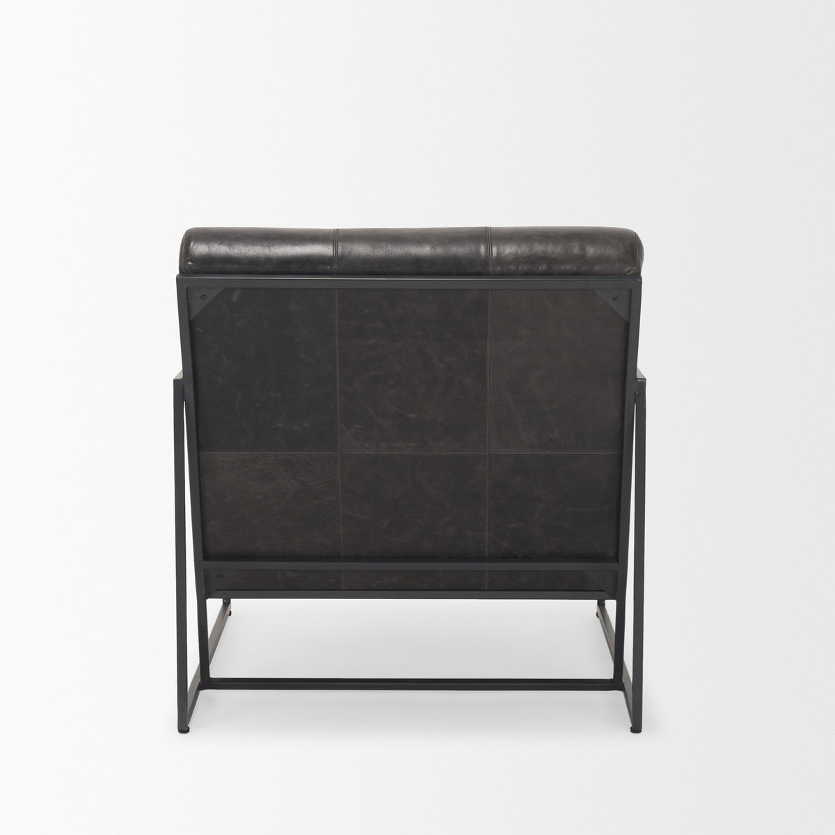 Stratton Aged Black Genuine Leather Accent Chair