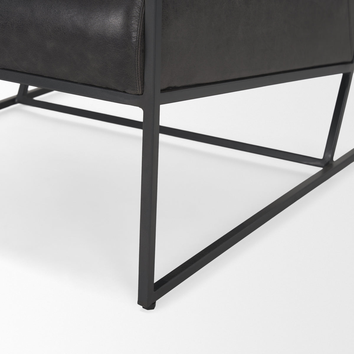 Stratton Aged Black Genuine Leather Accent Chair