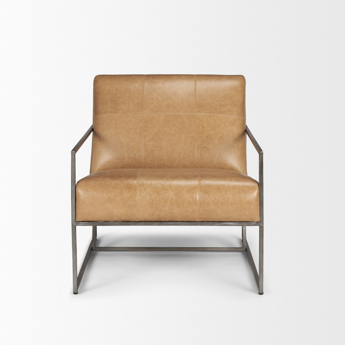 Stratton Brown Genuine Leather Accent Chair