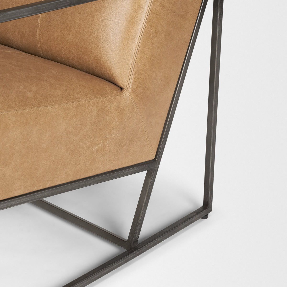 Stratton Brown Genuine Leather Accent Chair
