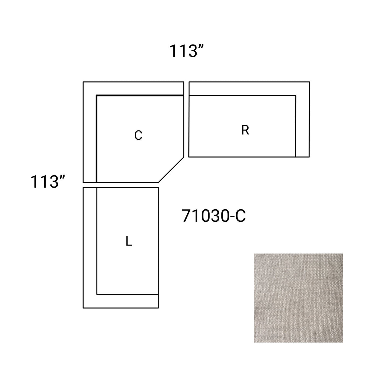 Warner Gray Performance Fabric 3-Piece Corner Sectional, 5-Seat