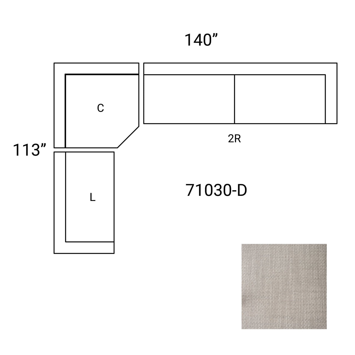 Warner Gray Performance Fabric 3-Piece Corner Sectional, 6-7 Seat
