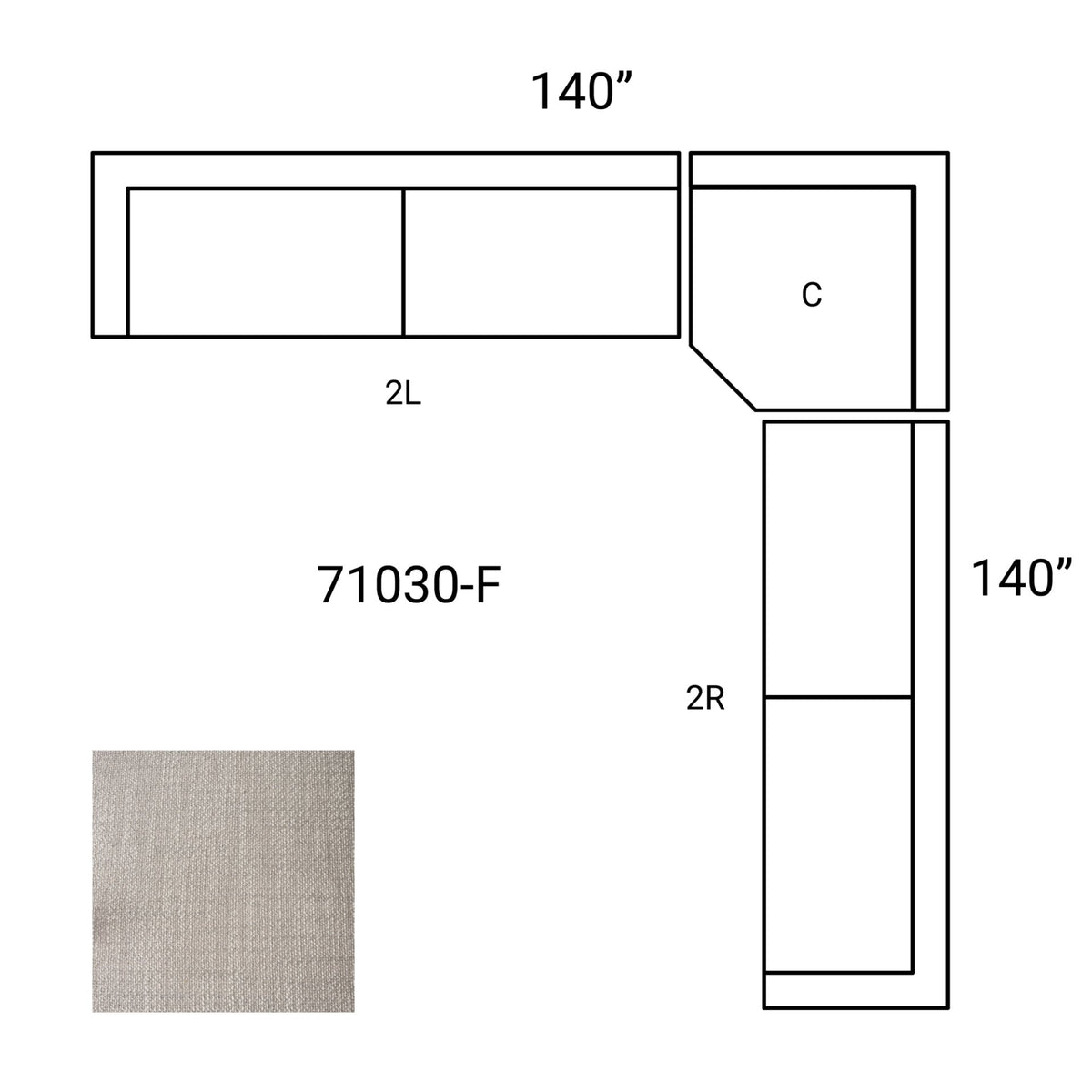 Warner Gray Performance Fabric 3-Piece Corner Sectional, 7-8 Seat