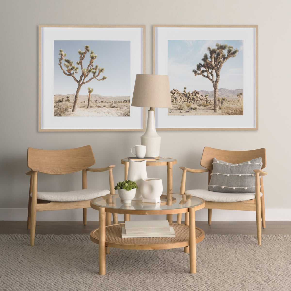 Haggen Light Oak Cream Fabric Accent Chair