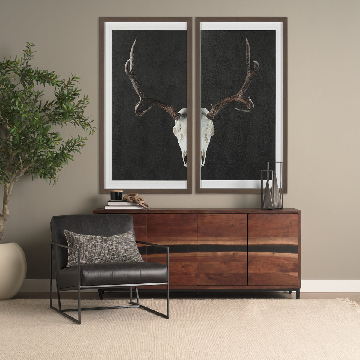 Stratton Aged Black Genuine Leather Accent Chair