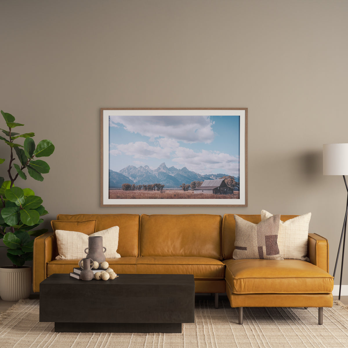 D'Arcy Right Chaise Tan Genuine Leather Sectional