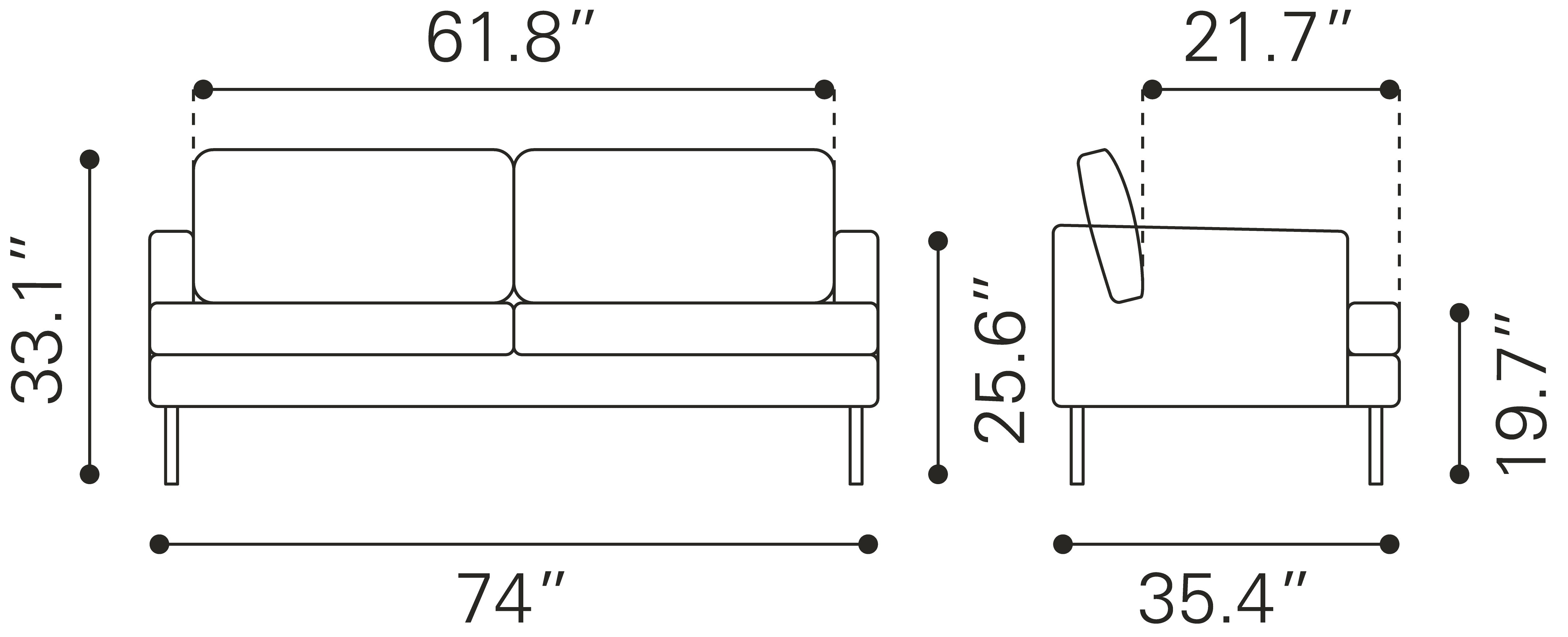 Decade Sofa Brown by Zuo Modern