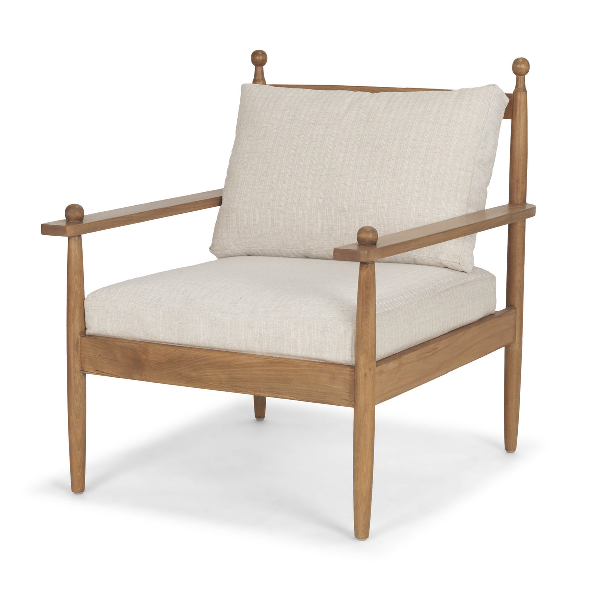 Danni Cream Fabric Beech Wood Accent Lounge Chair