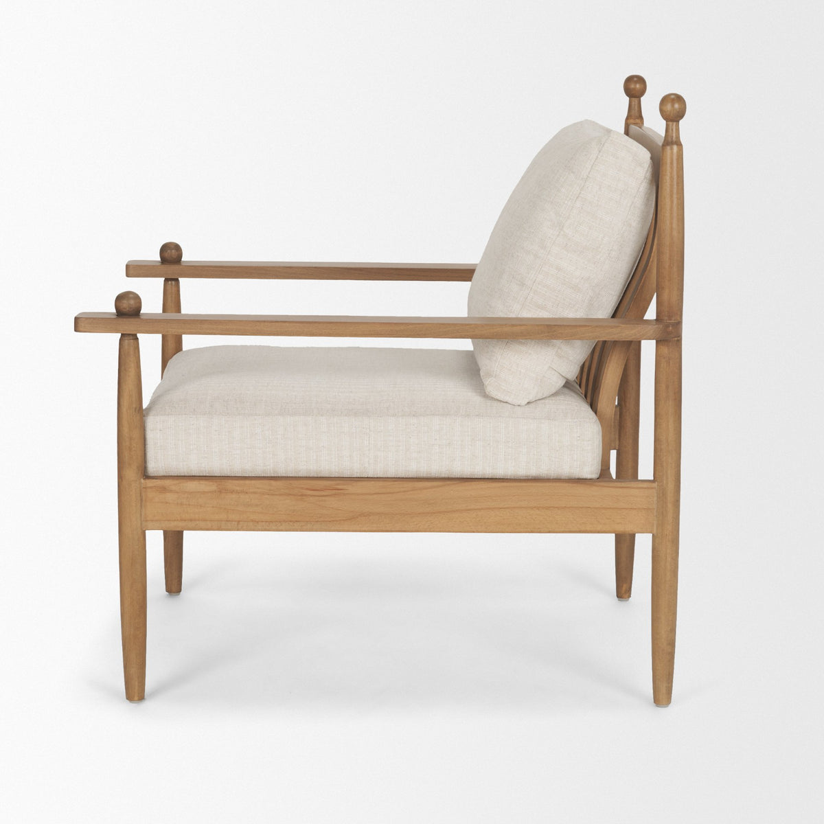 Danni Cream Fabric Beech Wood Accent Lounge Chair