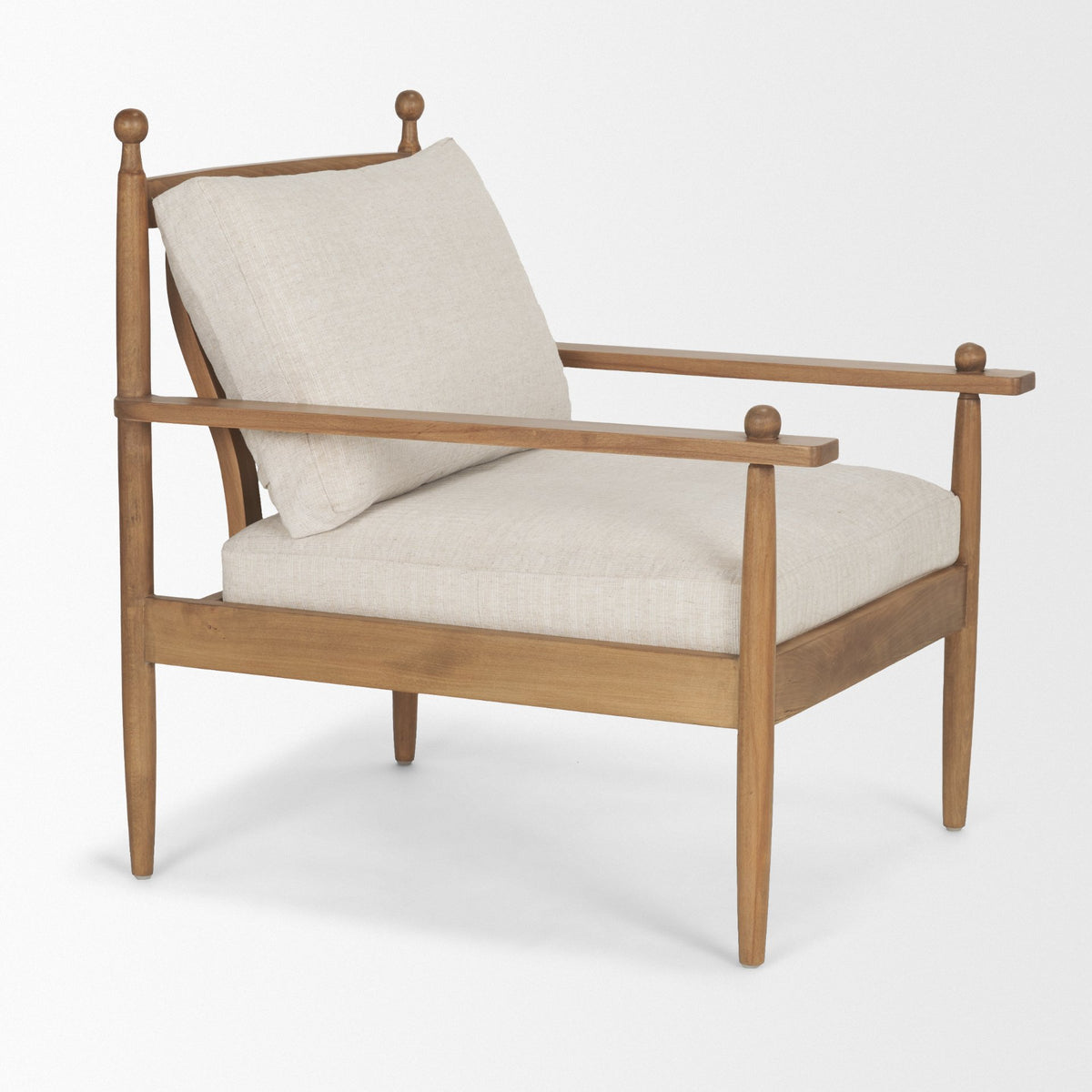 Danni Cream Fabric Beech Wood Accent Lounge Chair
