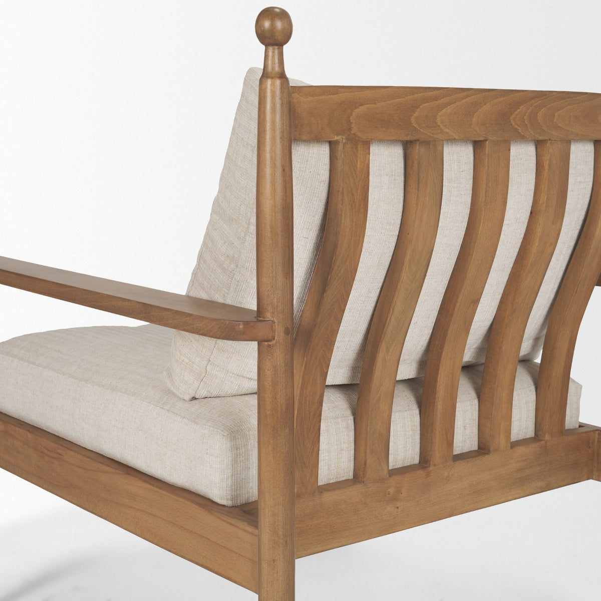 Danni Cream Fabric Beech Wood Accent Lounge Chair