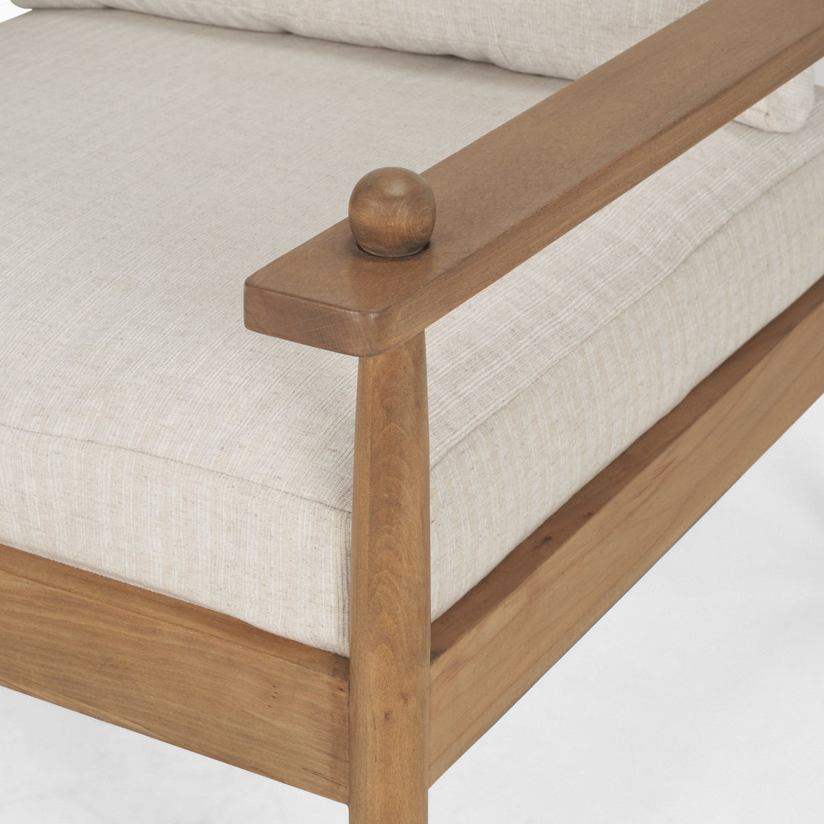 Danni Cream Fabric Beech Wood Accent Lounge Chair