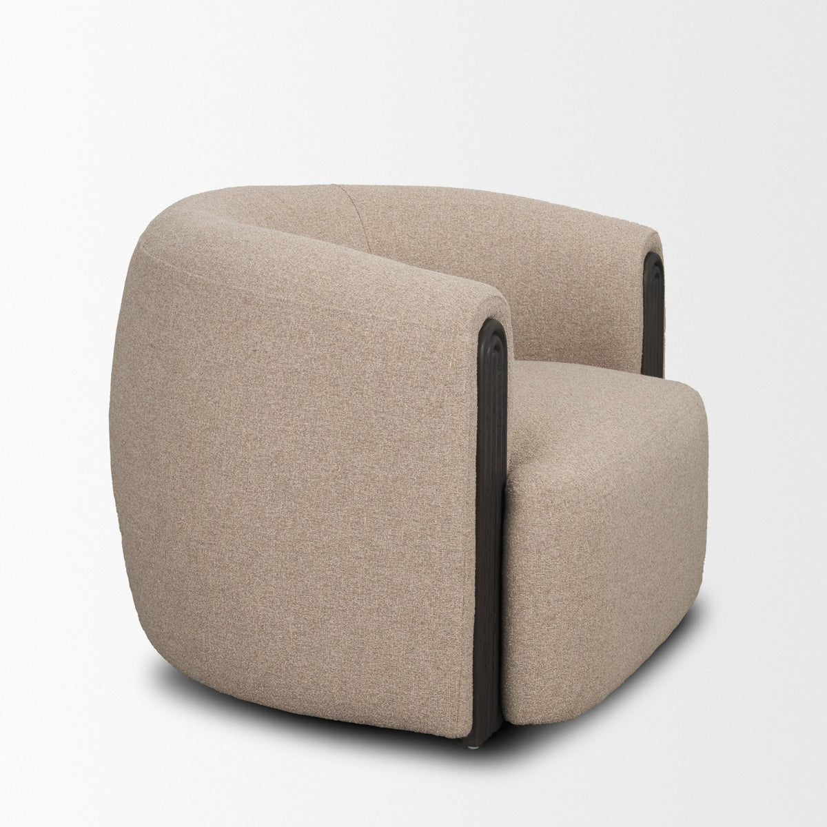 Kornelia Mushroom Gray Fabric Barrel Accent Chair