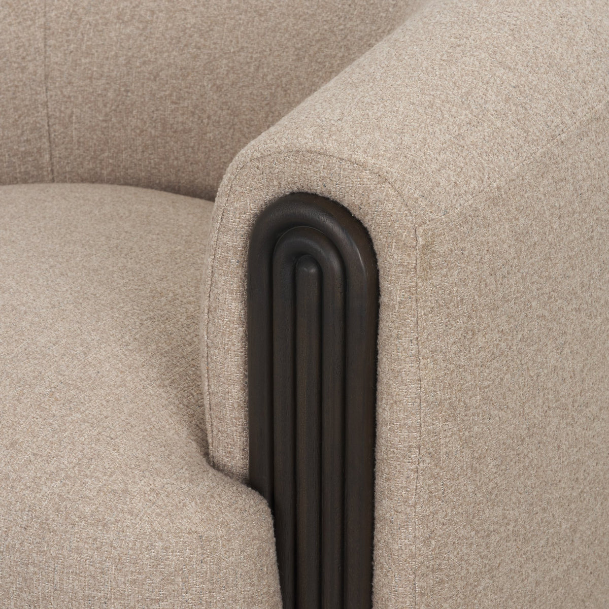 Kornelia Mushroom Gray Fabric Barrel Accent Chair