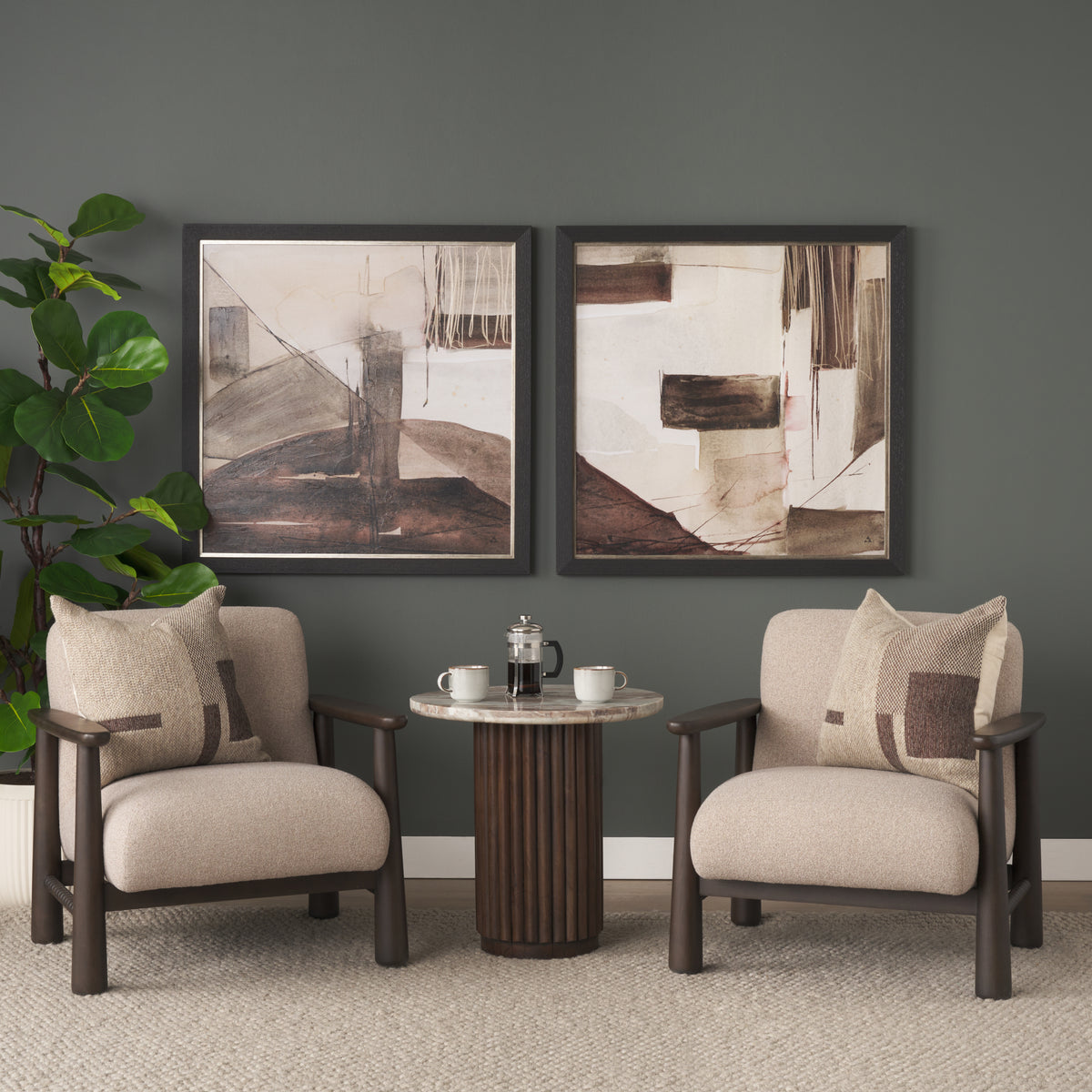 Willmar Mushroom Gray Fabric Accent Lounge Chair