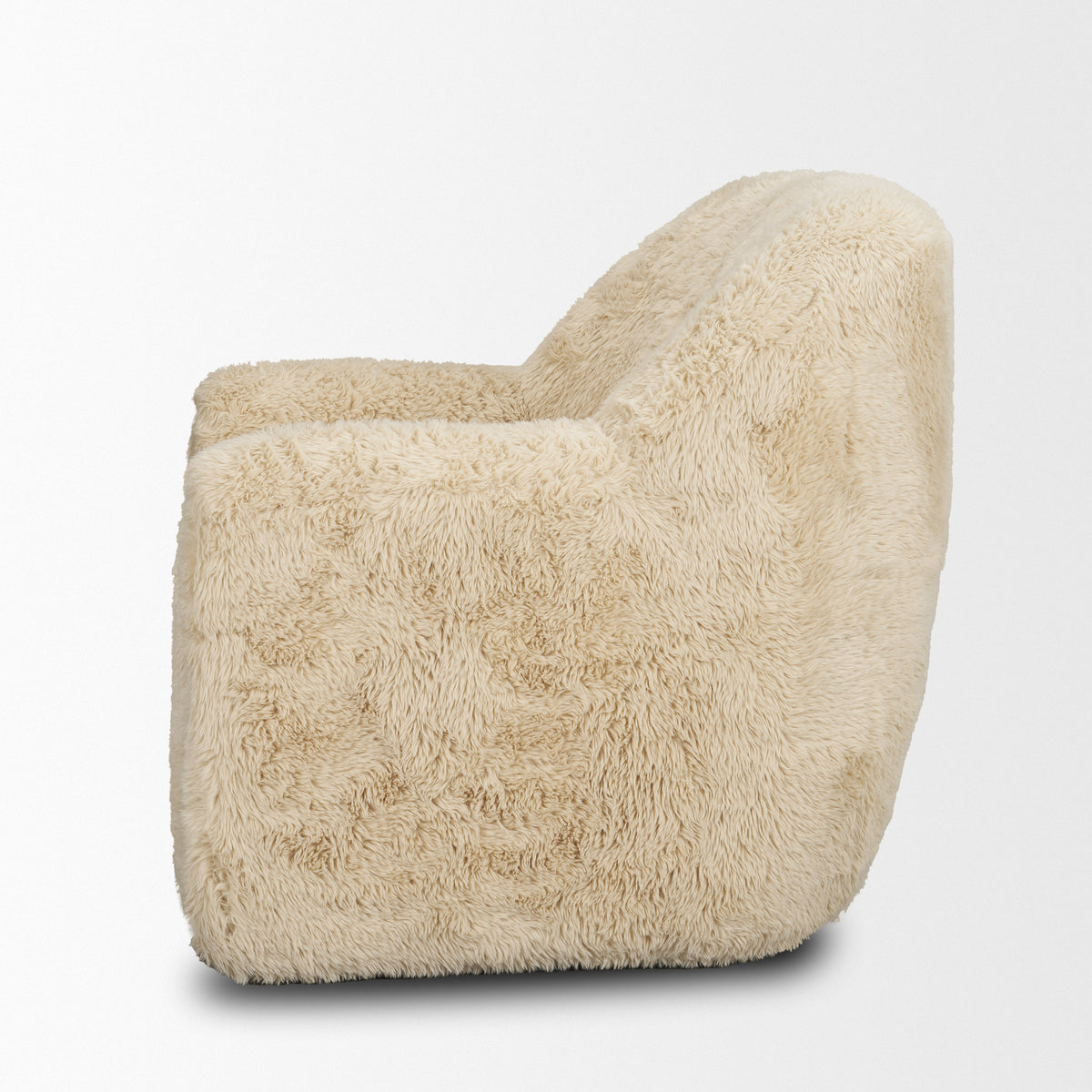 Huntley Cream Faux Fur Swivel Accent Chair