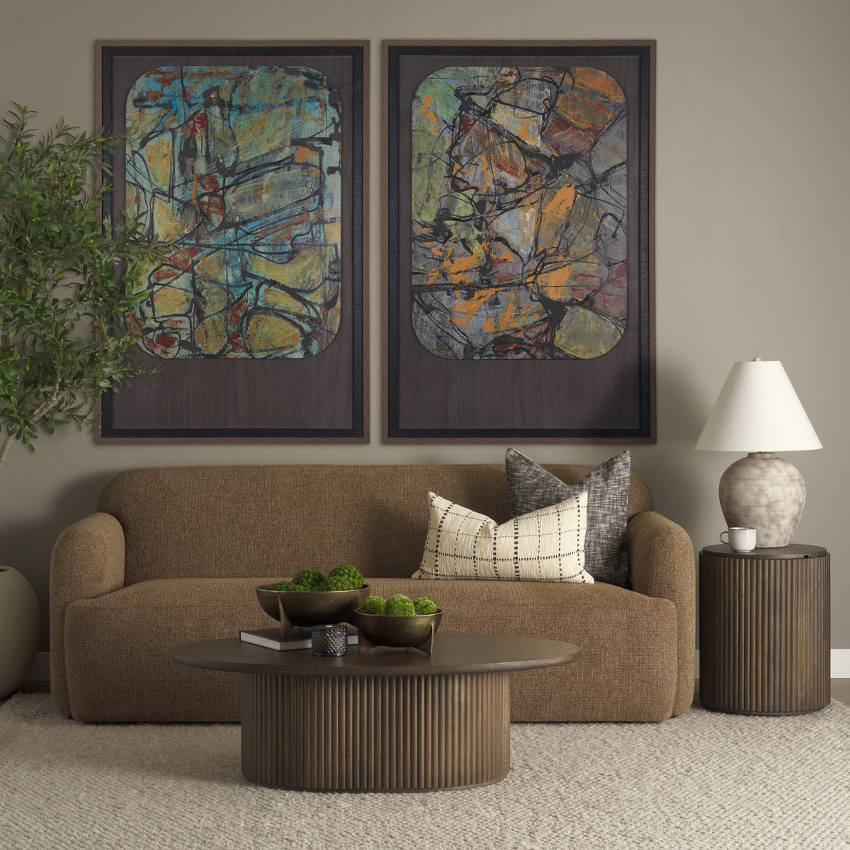 Saga Mocha Textured Plush 3-Seater Sofa