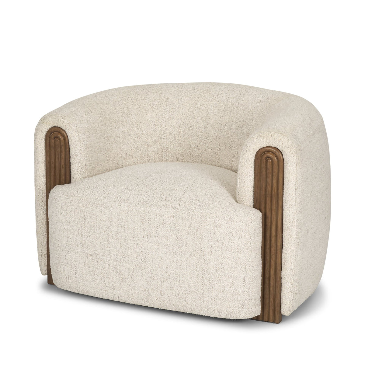Kornelia Oatmeal Fabric Barrel Accent Chair