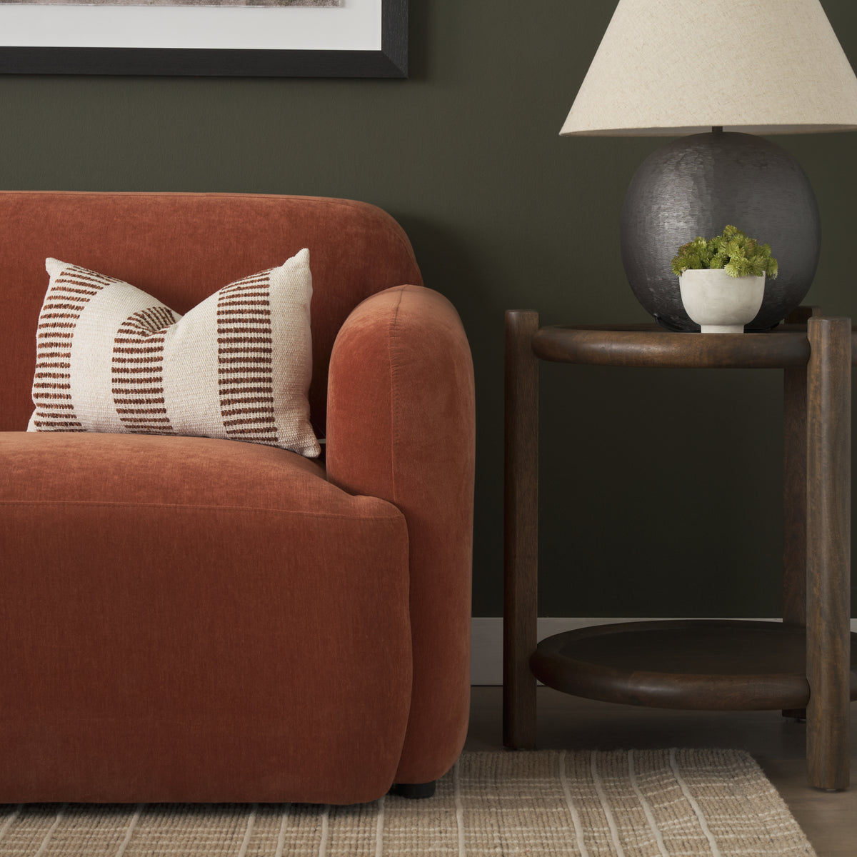 Saga Rust Stonewashed Chenille 3-Seater Sofa