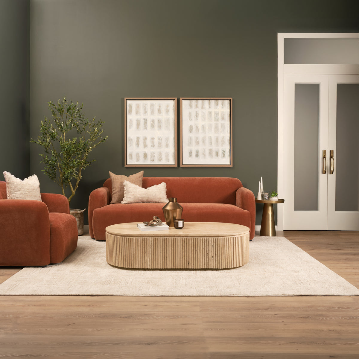 Saga Rust Stonewashed Chenille Upholstered Chair
