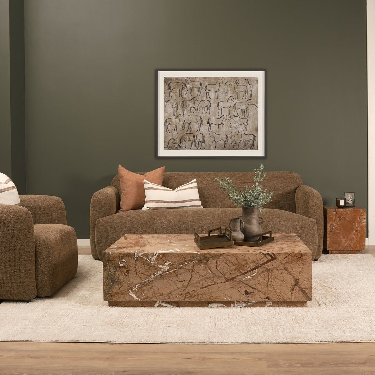 Saga Mocha Textured Plush 3-Seater Sofa