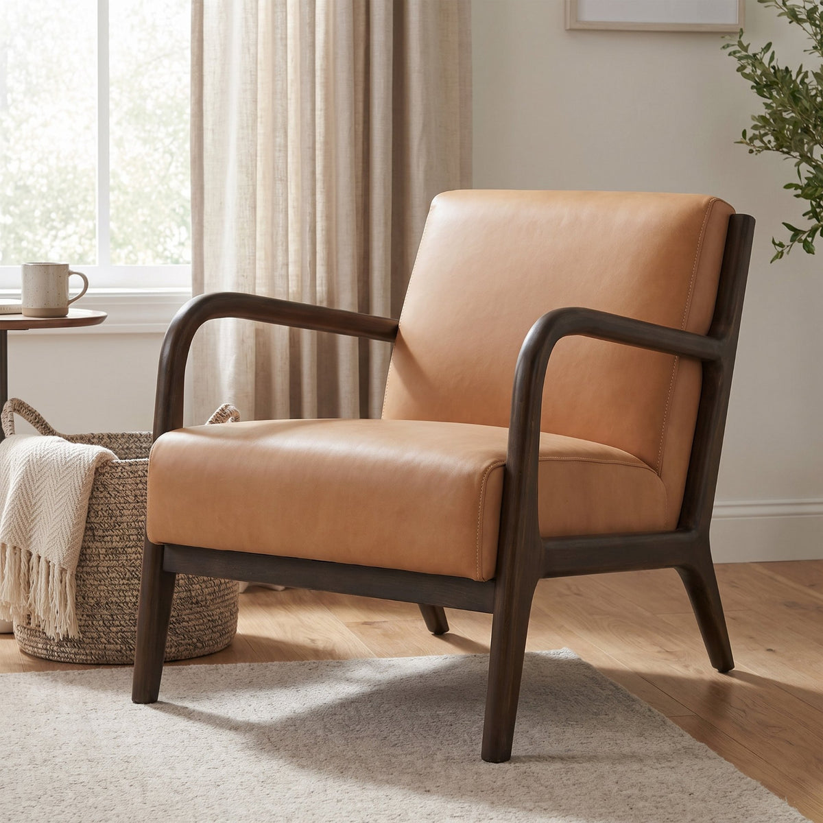Cashel Tan Genuine Leather Accent Chair