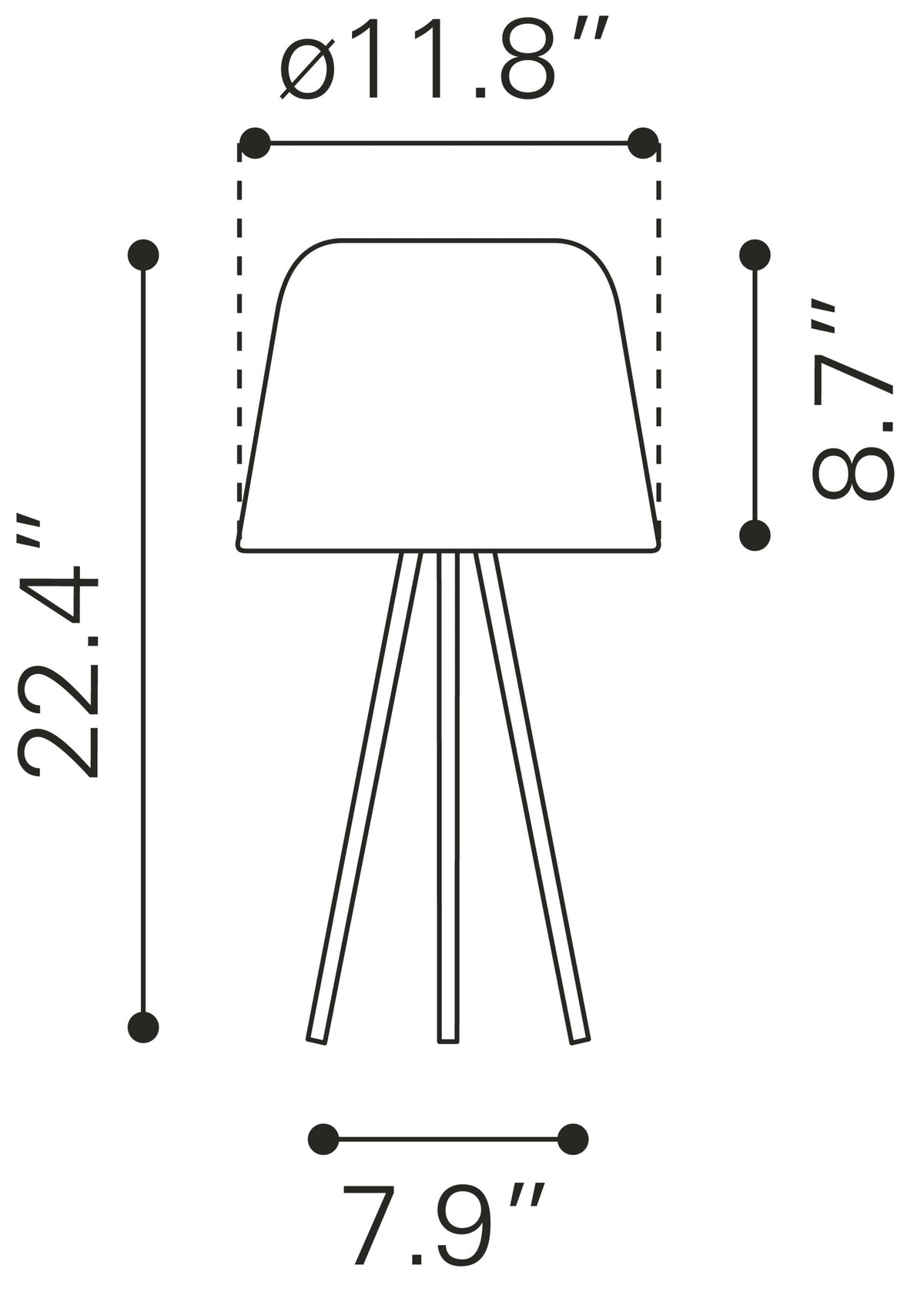 Mozzi Table Lamp Gray & Black by Zuo Modern