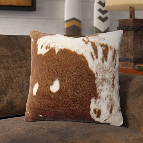 Rustic Faux Fur Cow Hide Decorative Pillow