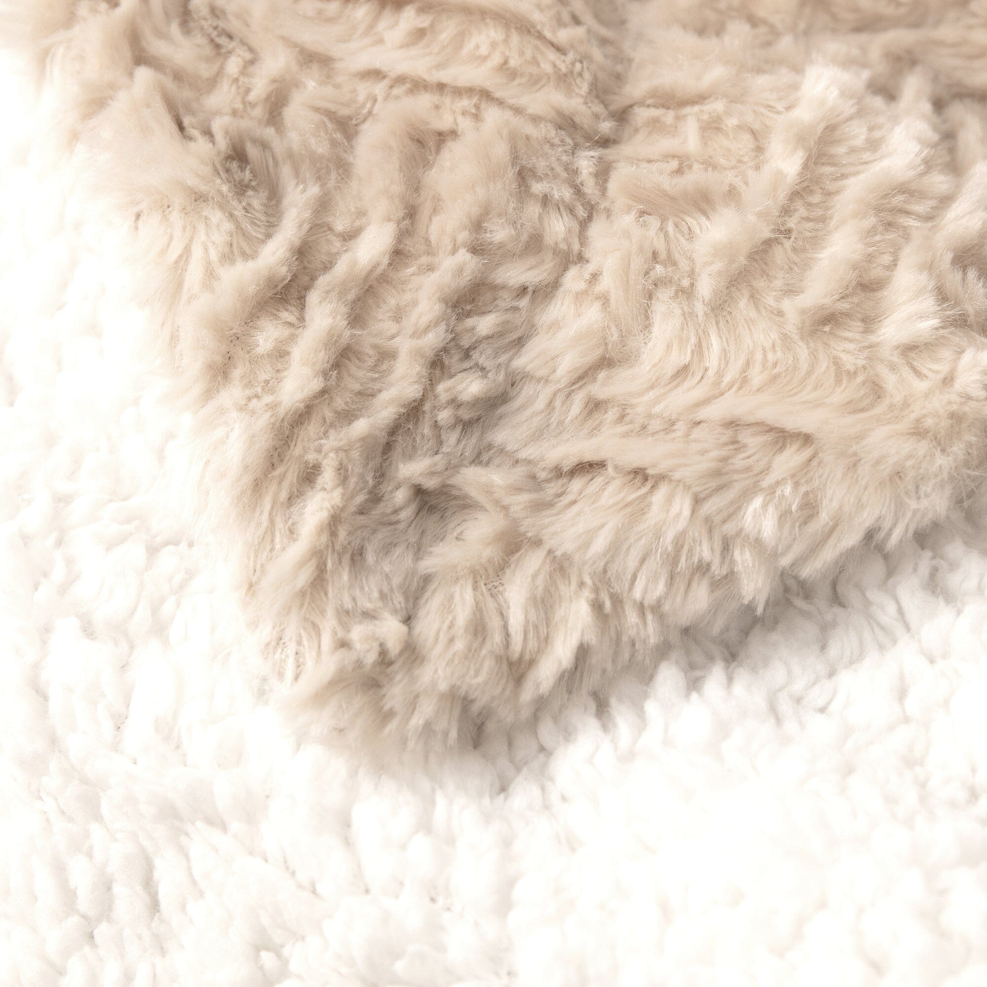 Champagne Ivory Faux Fur Throw Blanket