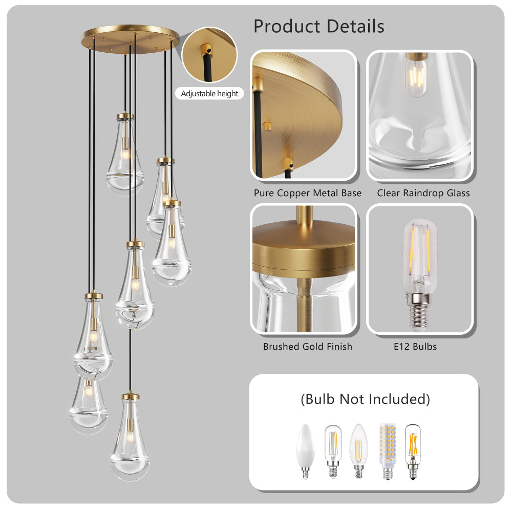 Raindrop Cluster Pendant Chandelier