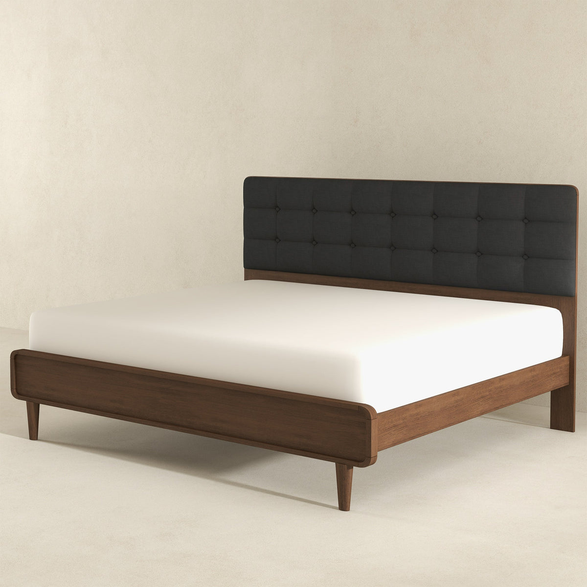 Alvarez Grey Fabric King Platform Bed