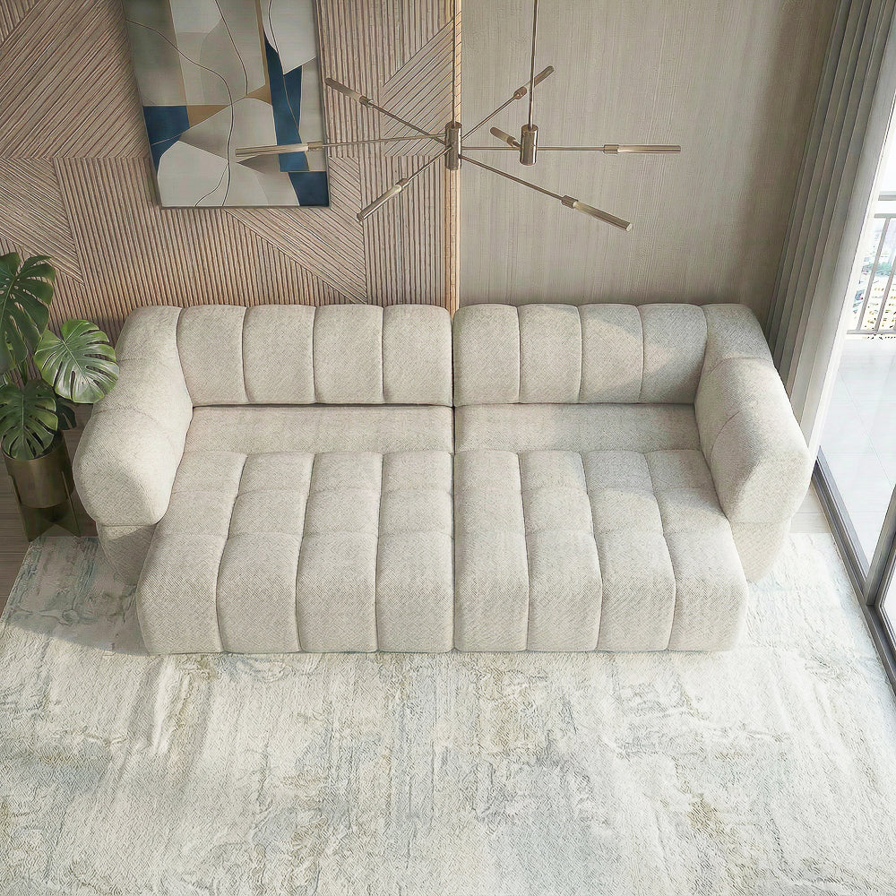 Burntwood Light Brown Chenille PWR Slider Sofa