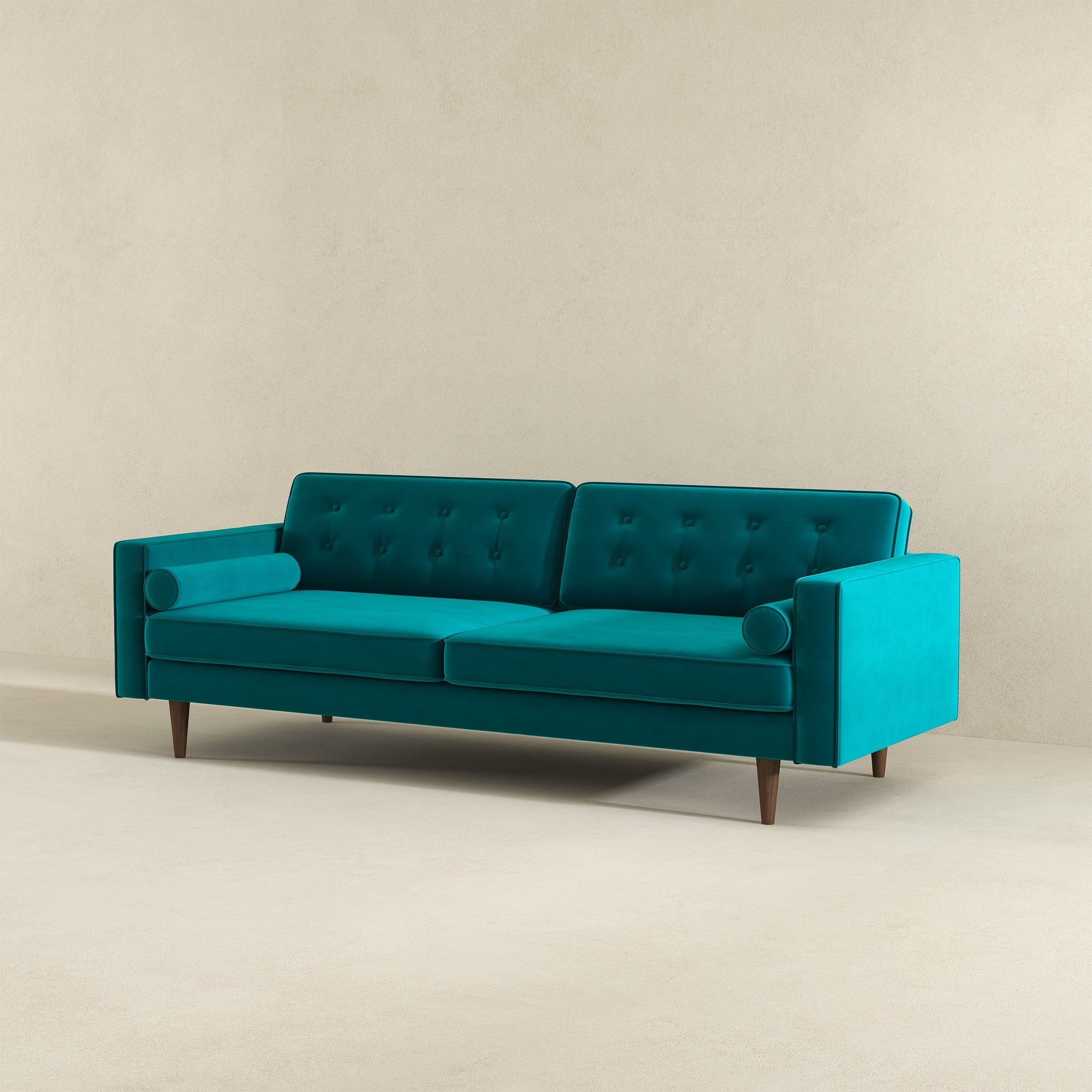 Casey Tufted Back Teal Velvet Upholstered Sofa