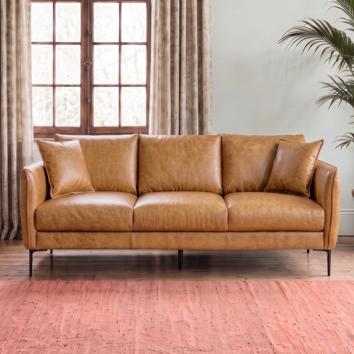 Cooperstown Tan Leather Sofa