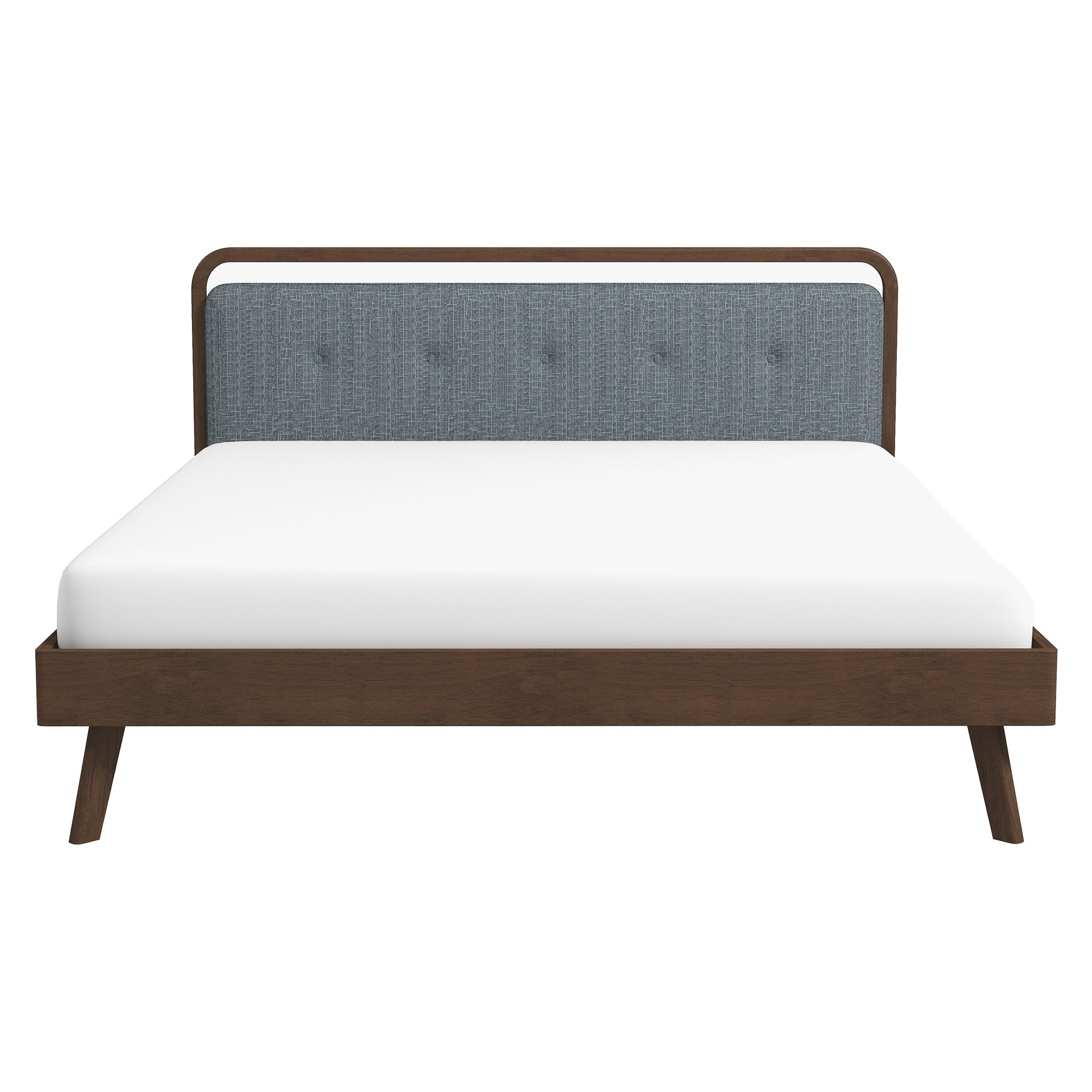 Divan Solid Wood King Bed with Fabric Upholstered Headboard