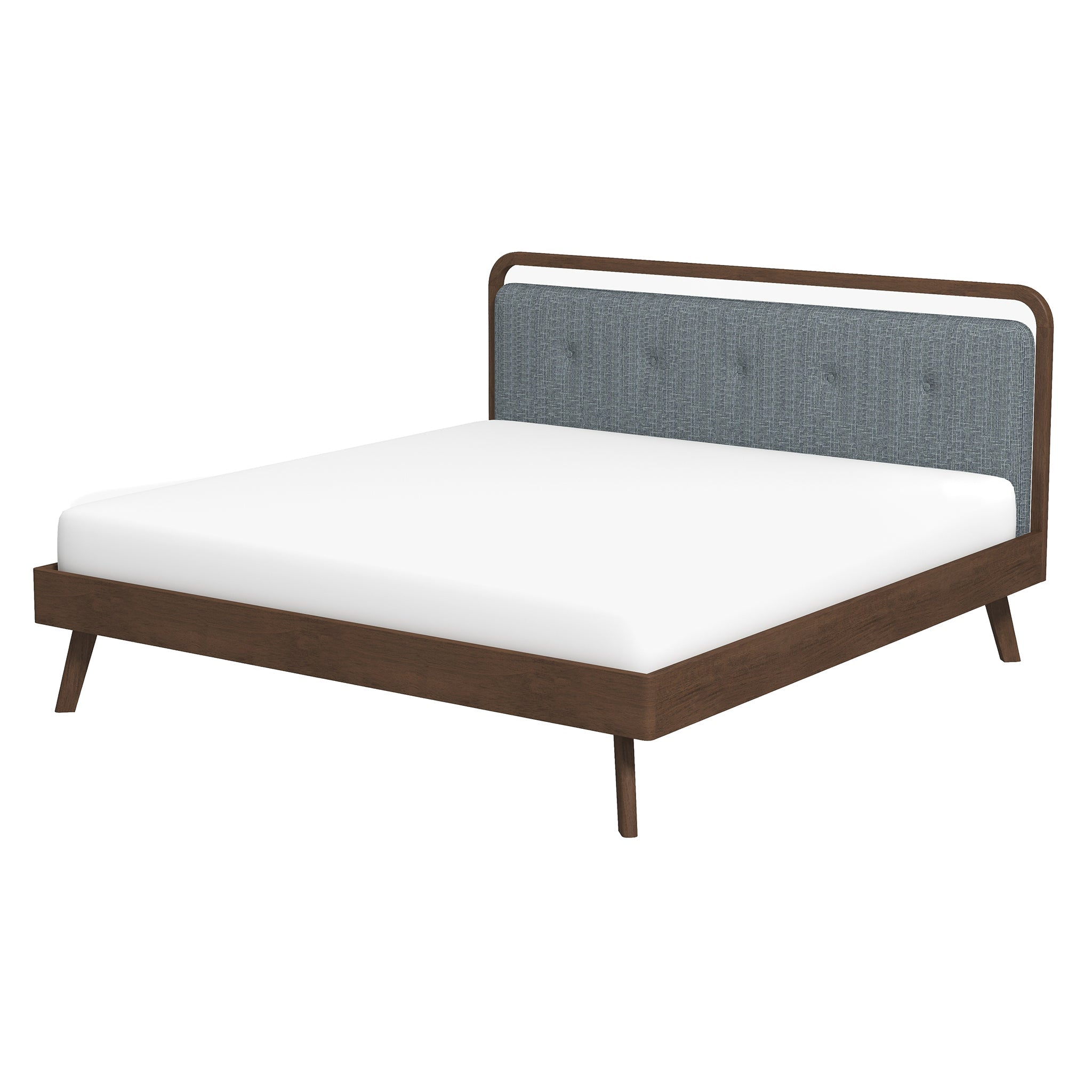 Divan Solid Wood King Bed with Fabric Upholstered Headboard