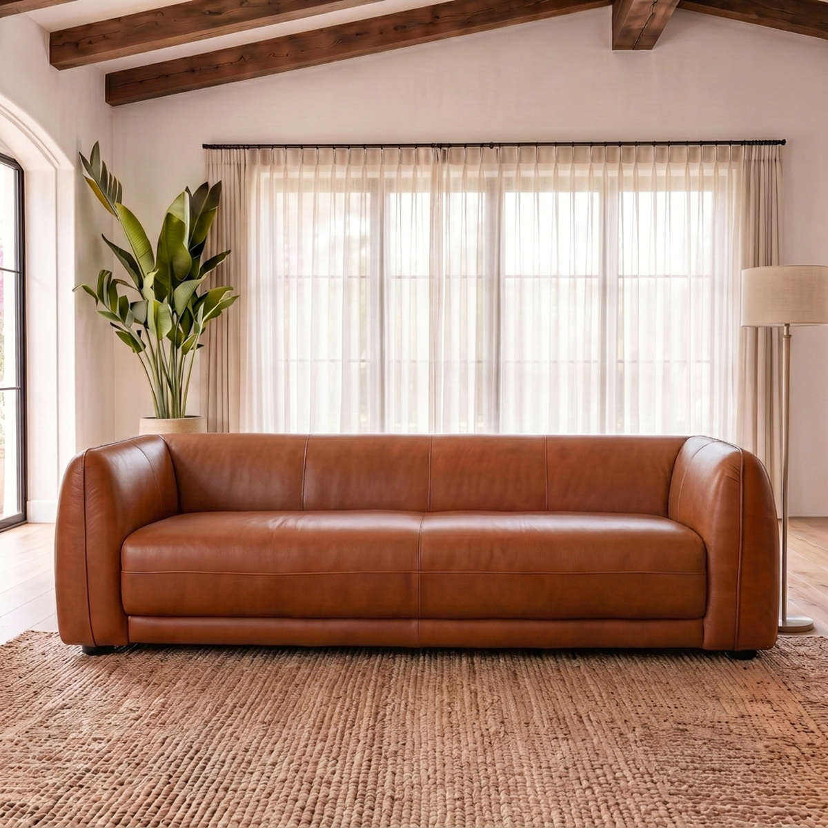 Maine Brown Leather Sofa