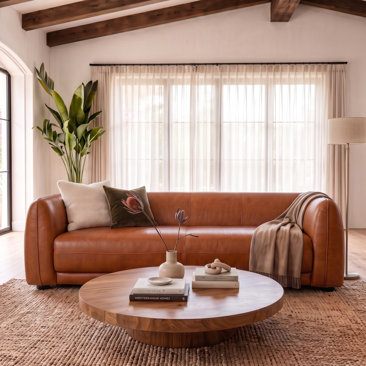 Maine Brown Leather Sofa