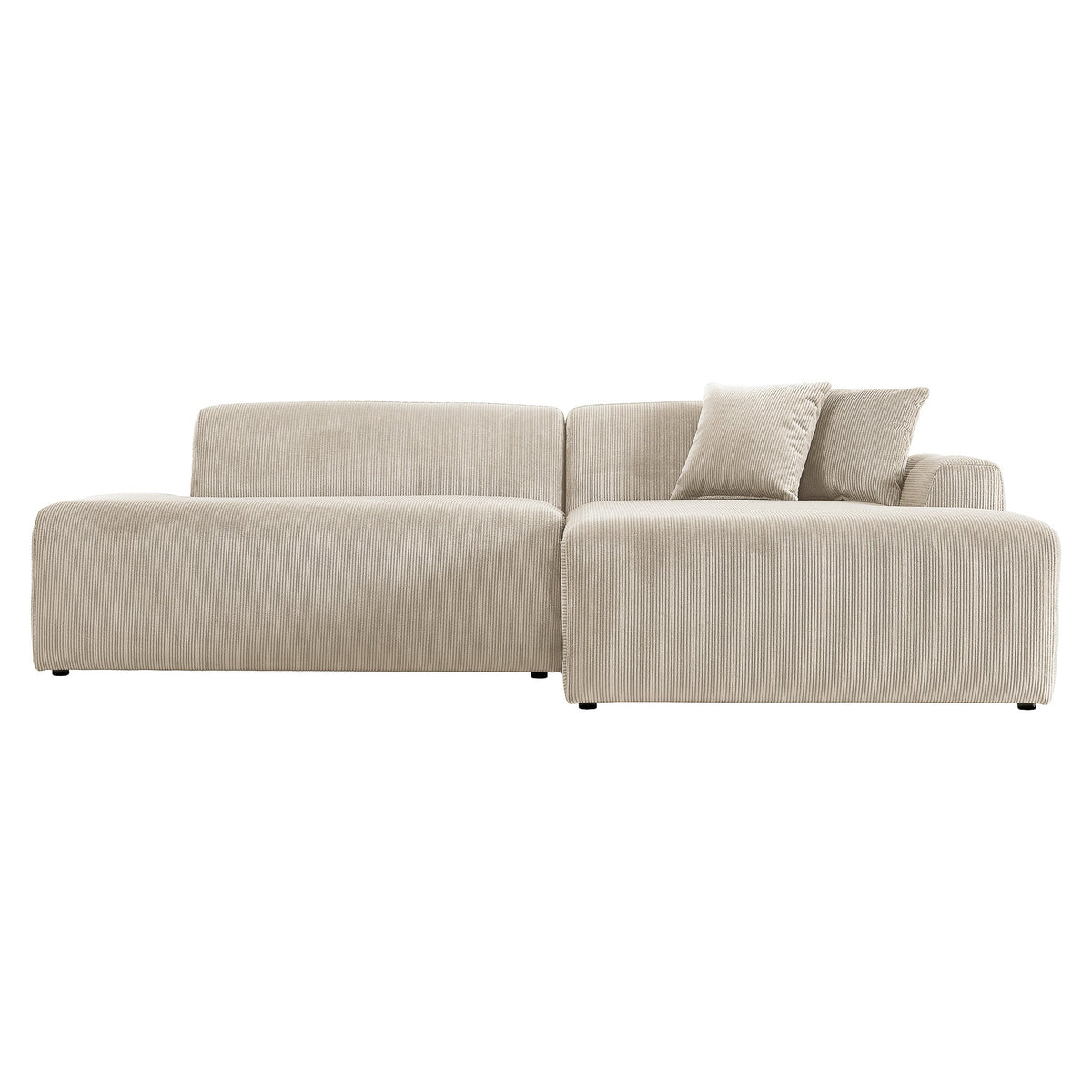 Mar Sectional Cream Corduroy Sofa (Right Facing)