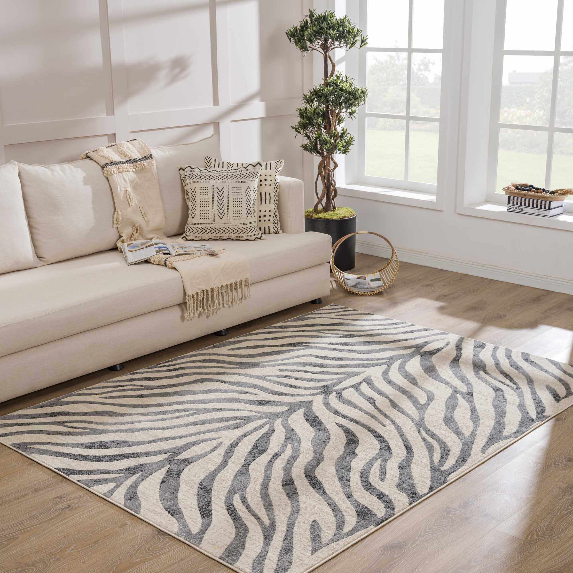 Ecorse Zebra Print Area Rug