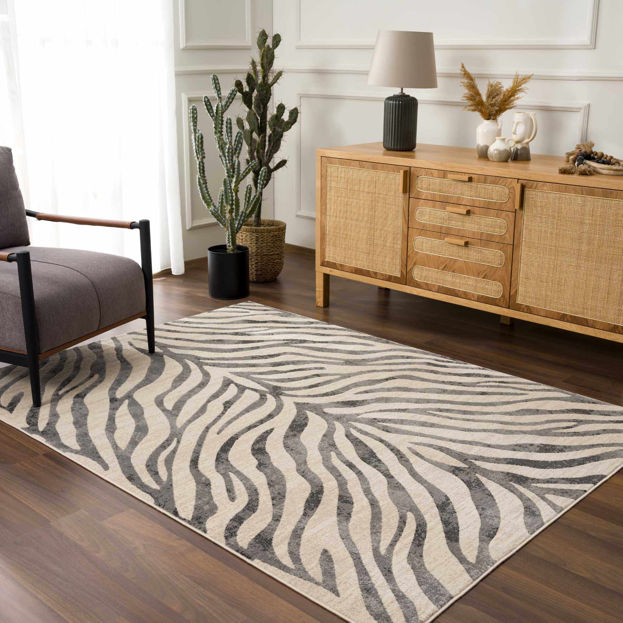 Ecorse Zebra Print Area Rug