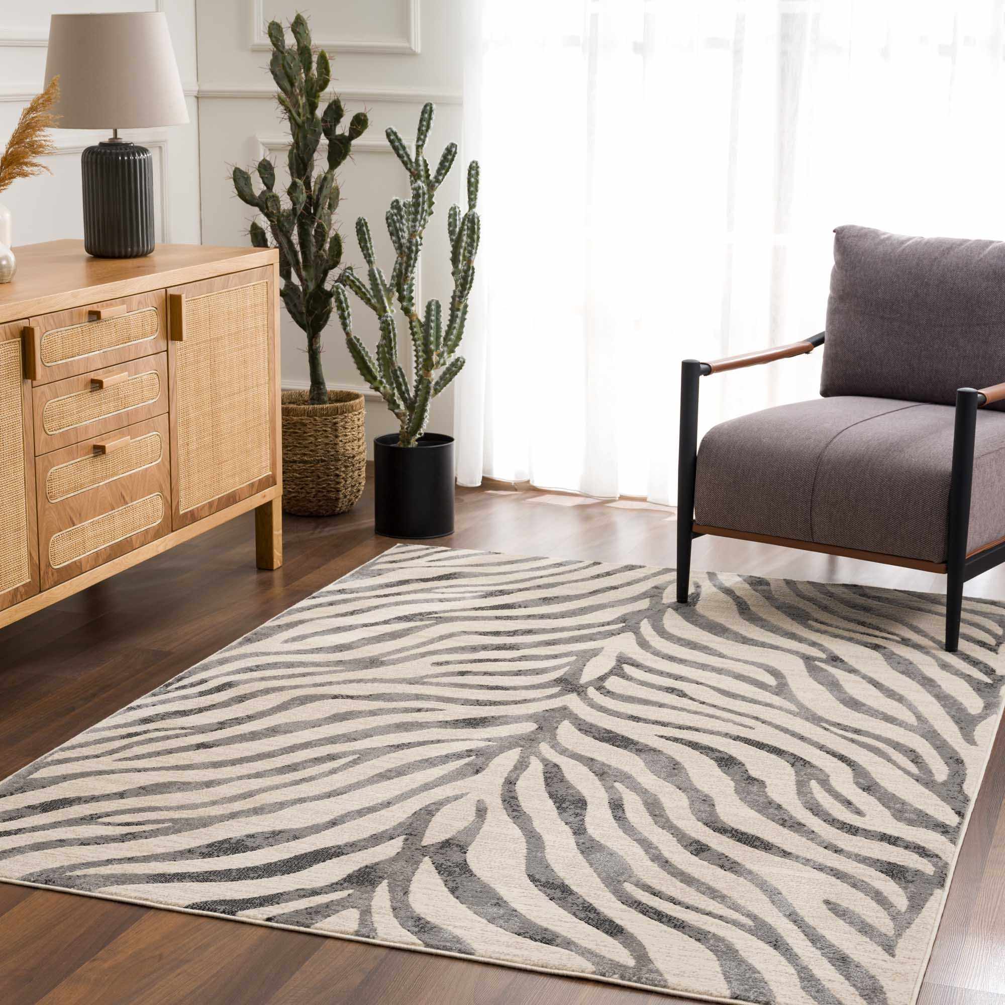 Ecorse Zebra Print Area Rug