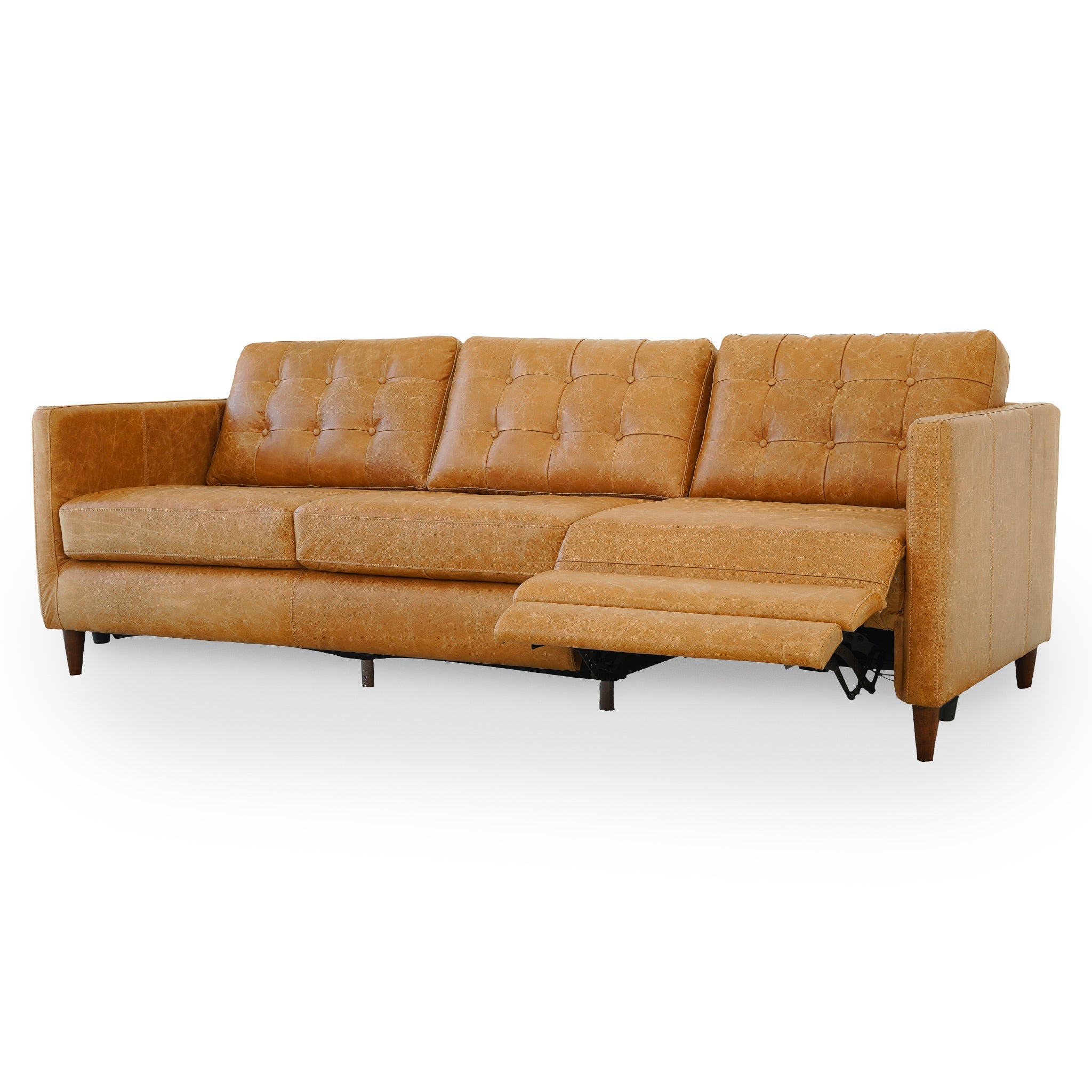 Christopher Tan Leather Electric Inclining Sofa - Right Facing