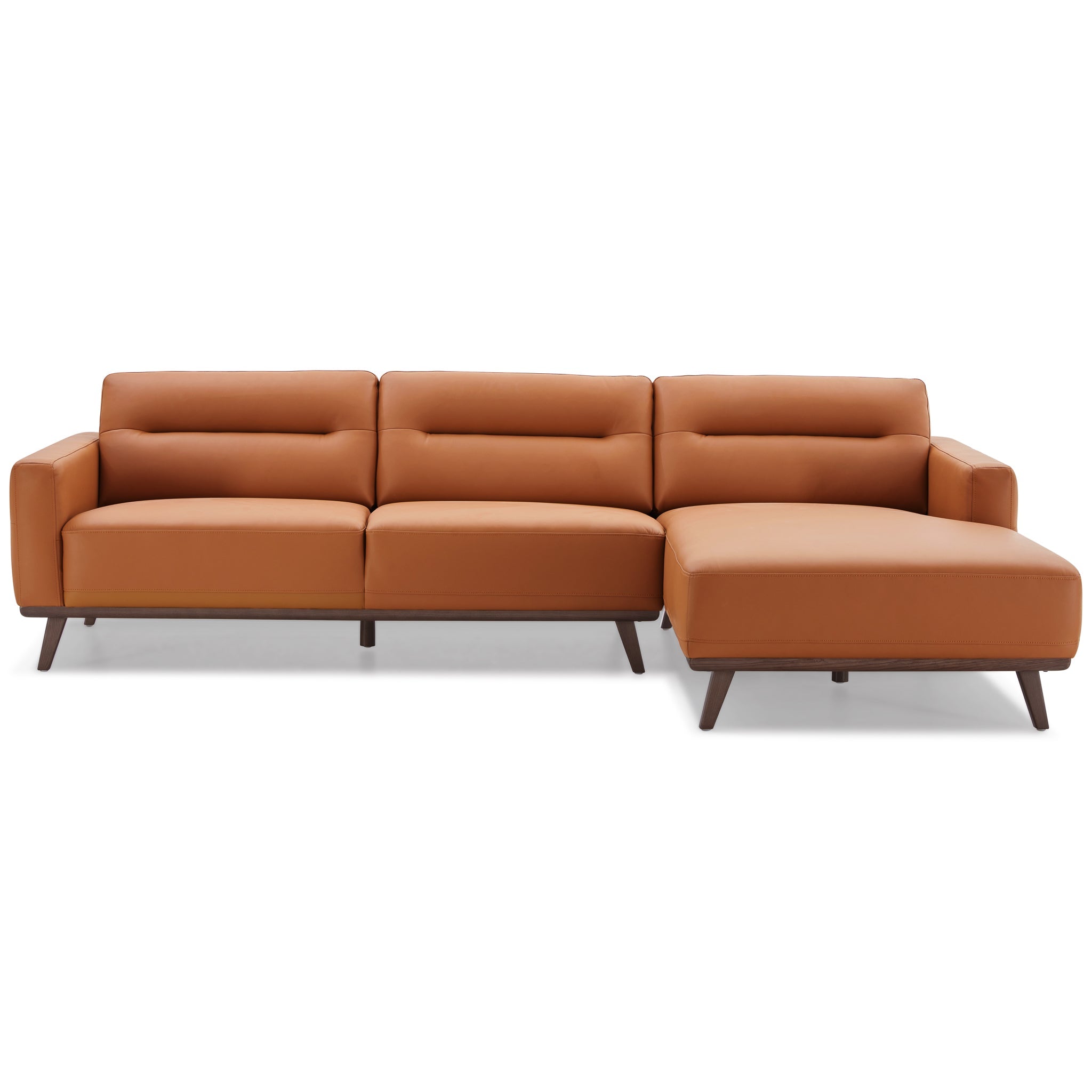 Ella L-Shaped Cognac Vegan Leather Right Sectional Sofa