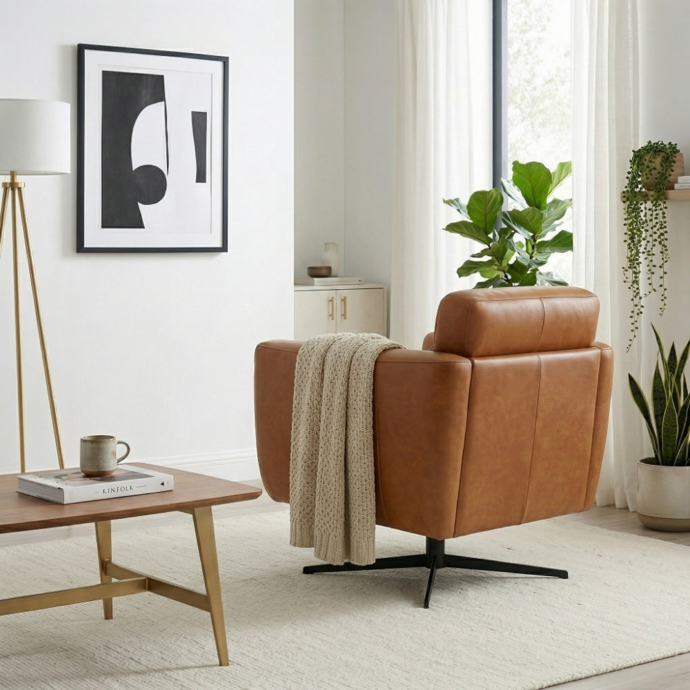 Helena Tan Leather Swivel Chair