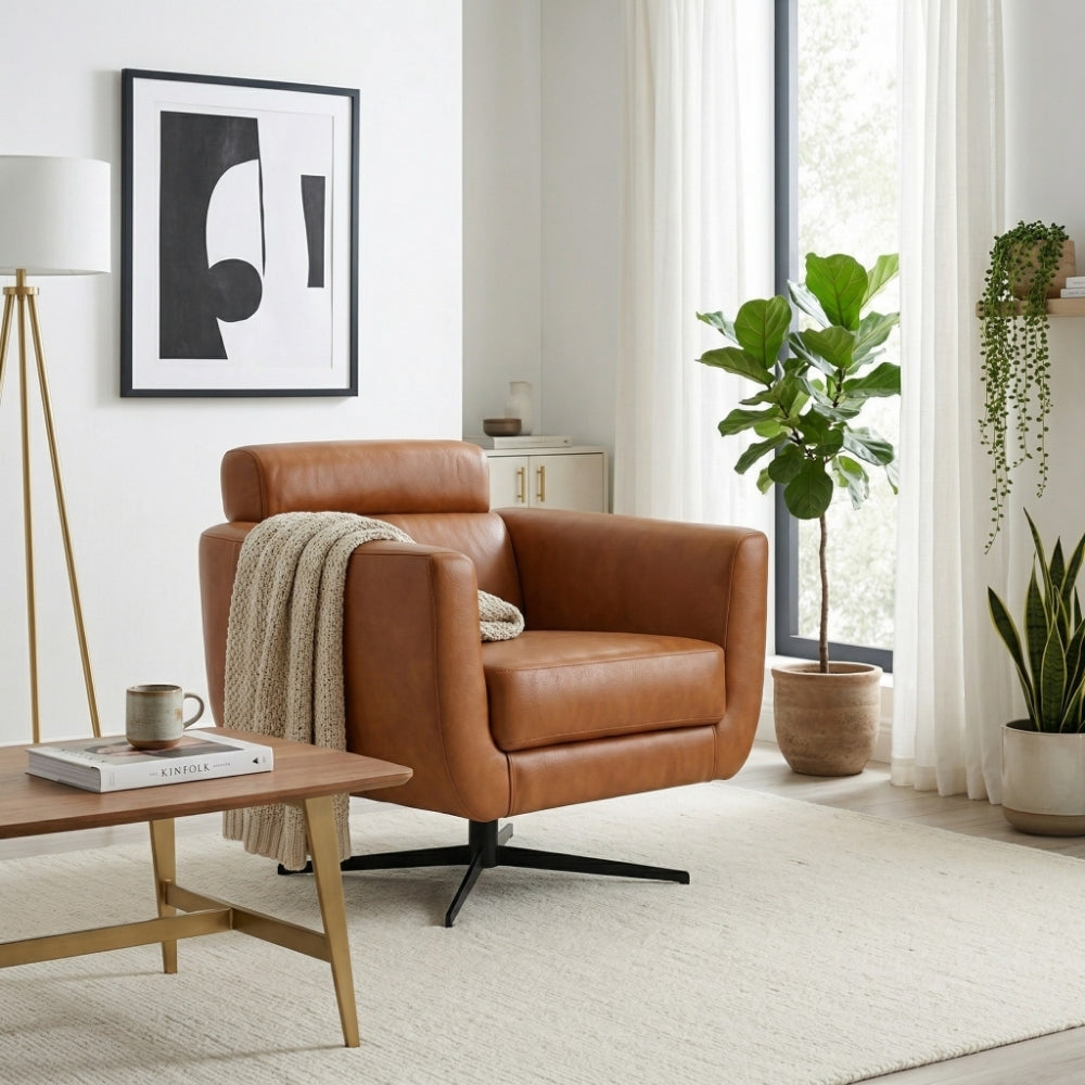 Helena Tan Leather Swivel Chair