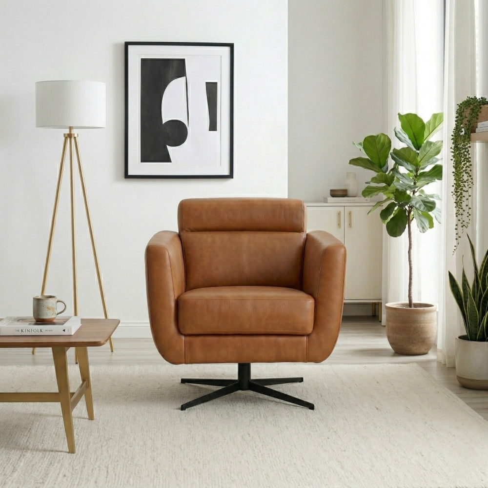 Helena Tan Leather Swivel Chair
