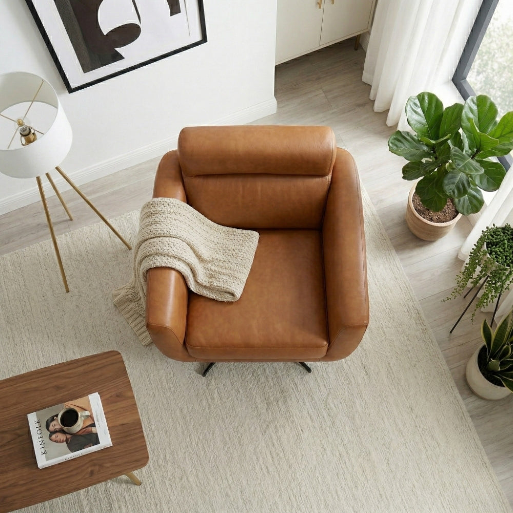 Helena Tan Leather Swivel Chair