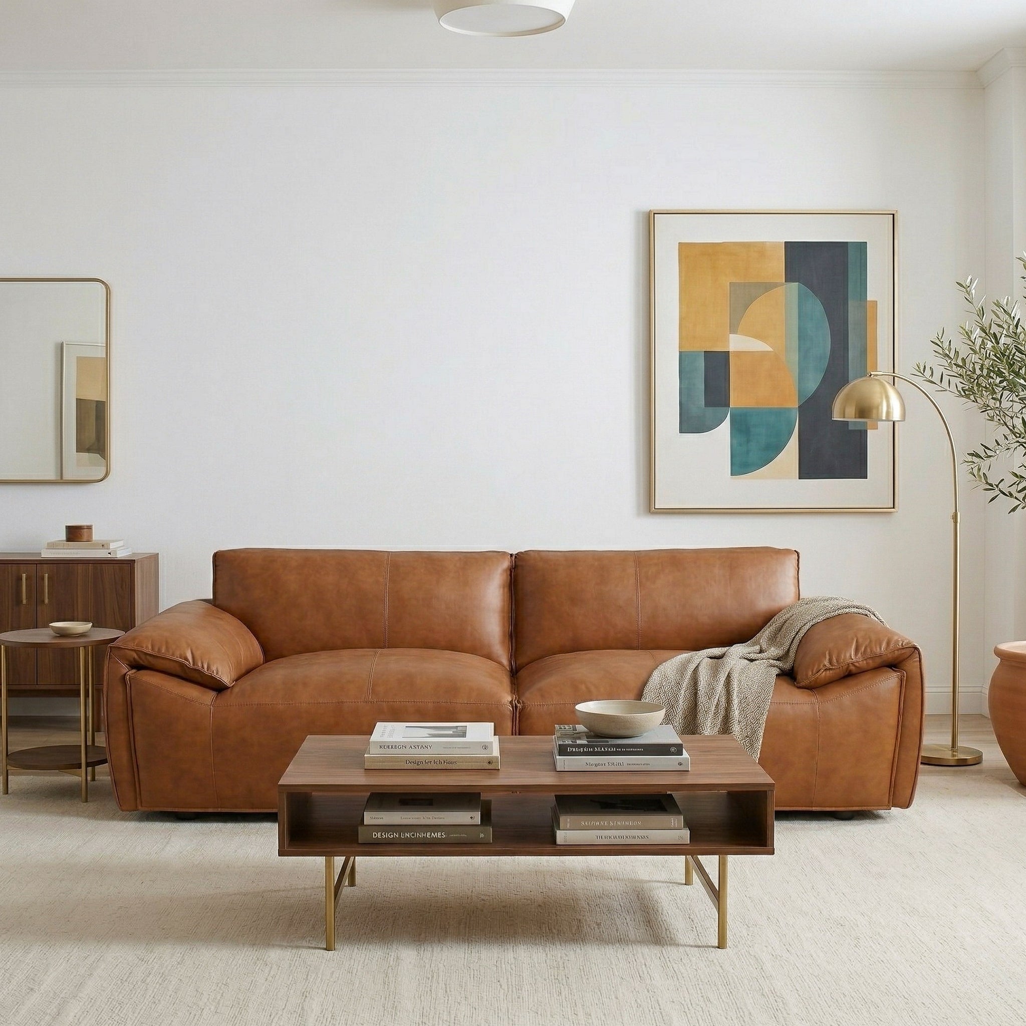 Laffey Tan Top Grain Leather Sofa
