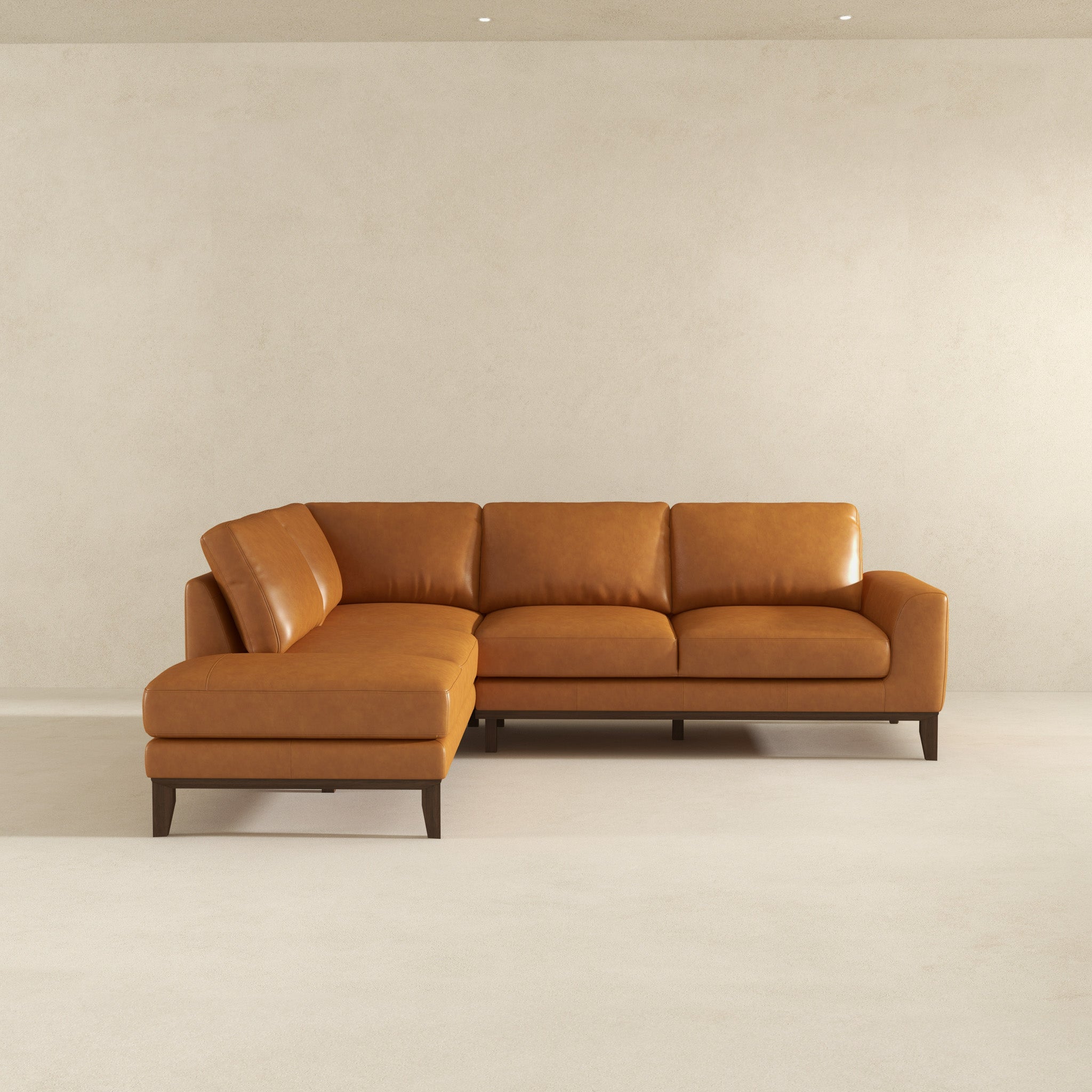 London Premium Genuine Leather Sectional Sofa Left Facing